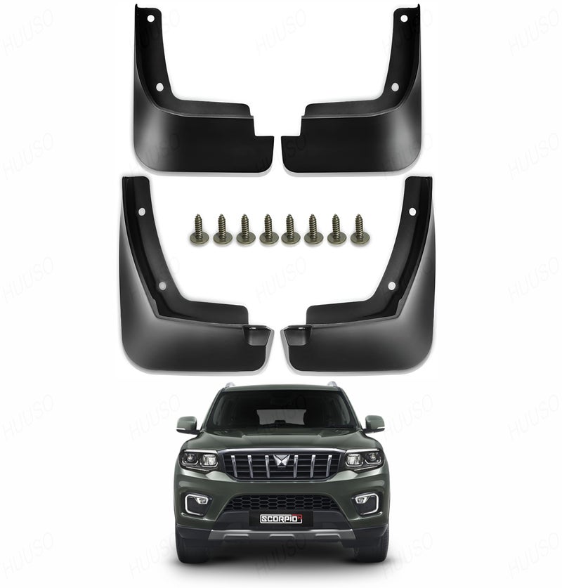 HUUSO Front and Rear Plastic Splash Mud Flaps, Mud Guard (Pack of 4) Compatible with Mahindra Scorpio N (2022-23) - Image 1