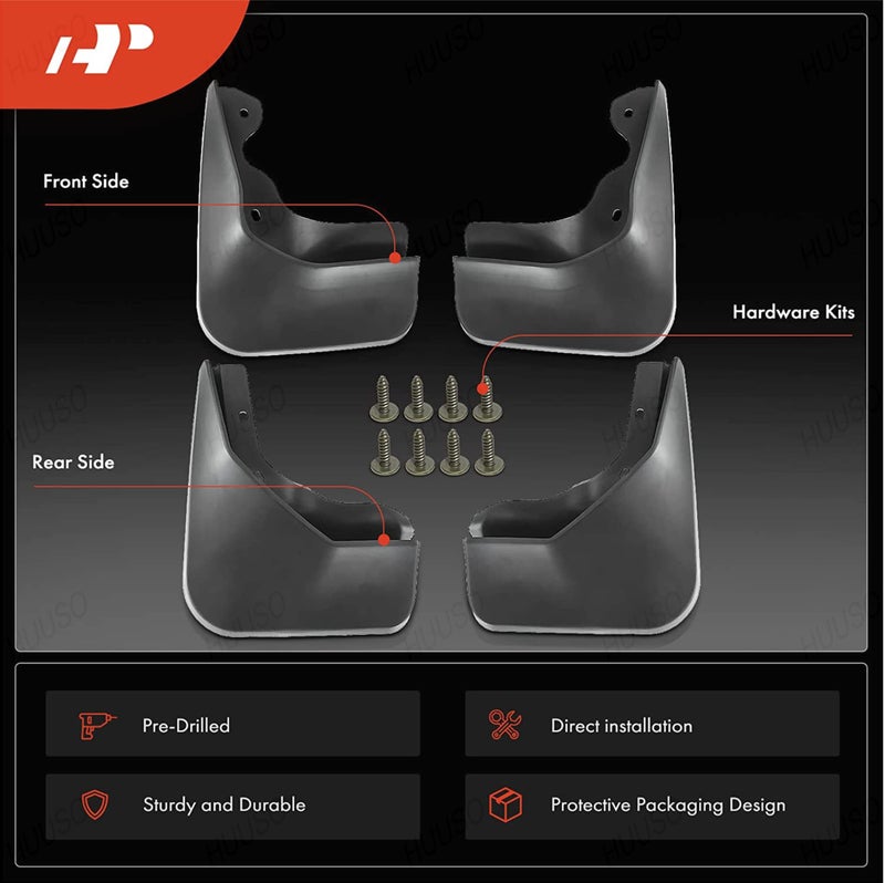 HUUSO Front and Rear Plastic Splash Mud Flaps, Mud Guard (Pack of 4) Compatible with Mahindra Scorpio N (2022-23) - Image 3