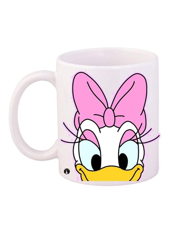 RYN Cartoon Printed Coffee Mug White/Pink/Yellow 11ounce