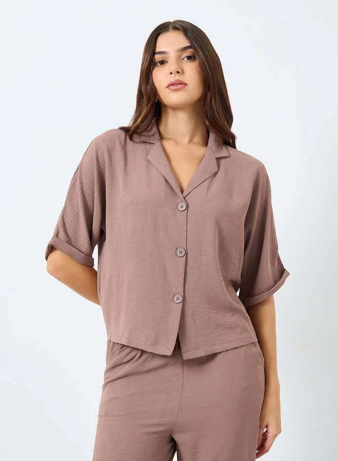 Styli Styli Women Brown Boxy Shirt and Straight Fit Pants Co-Ords