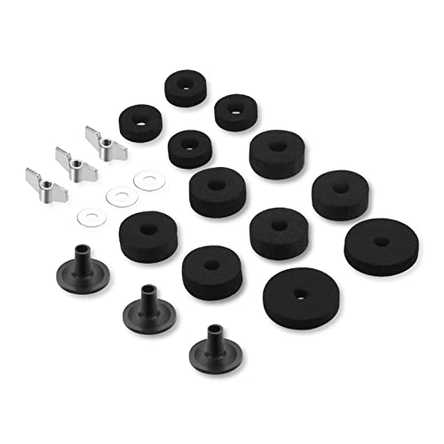 Cheerock 21 Pcs Cymbals Replacement Accessories Cymbal Stand Felts Hi-Hat Clutch Felt Cup with Sleeves, Base Wing Nuts and Washers for Drum Set Black - Image 1