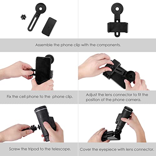 Aeoss Monocular Telescope Tripod with Mobile Clip, Sturdy Holder for Enhanced Outdoor Viewing and Photography, Stylish Telescope [Black] - Image 4