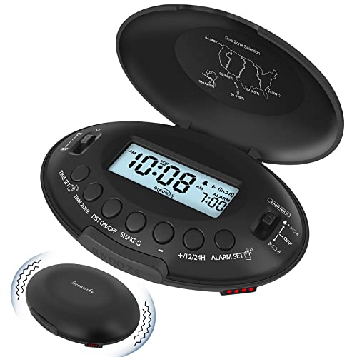 DreamSky Vibrating Alarm Clock for Heavy Sleepers - Auto Set Bed Shaker Alarm Clock Under Pillow for Hearing Impaired, Bedroom, Travel, Rechargeable Battery Operated, Cordless, Auto DST, LCD Backlight - Image 1