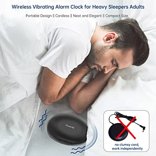 DreamSky Vibrating Alarm Clock for Heavy Sleepers - Auto Set Bed Shaker Alarm Clock Under Pillow for Hearing Impaired, Bedroom, Travel, Rechargeable Battery Operated, Cordless, Auto DST, LCD Backlight - Image 2