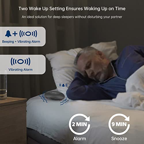 DreamSky Vibrating Alarm Clock for Heavy Sleepers - Auto Set Bed Shaker Alarm Clock Under Pillow for Hearing Impaired, Bedroom, Travel, Rechargeable Battery Operated, Cordless, Auto DST, LCD Backlight - Image 5