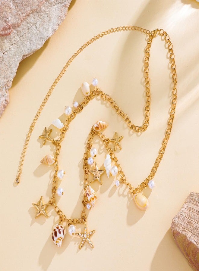 WanBigVa Seashell Starfish Waist Chain for Women Boho Conch Belly Body Chains Summer Beach Pearl Waist Body Jewelry - Image 5