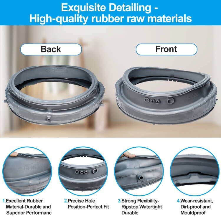ARLBA Upgraded MDS47123601/MDS47123602 Washer Door Gasket Boot Seal Bellow Diaphragm Compatible with LG/Kenmore Washer Rubber Boot Seal MDS64237202 MDS64237201 PS3535210 1529948 WM3250HWA WM3050CW WM2701HV - Image 4