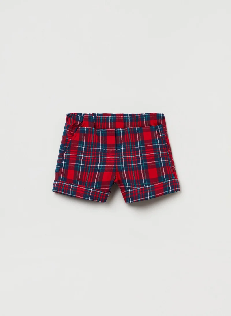 او في اس Ovs Baby Girl Tartan Patterned Shorts With Turn-Ups