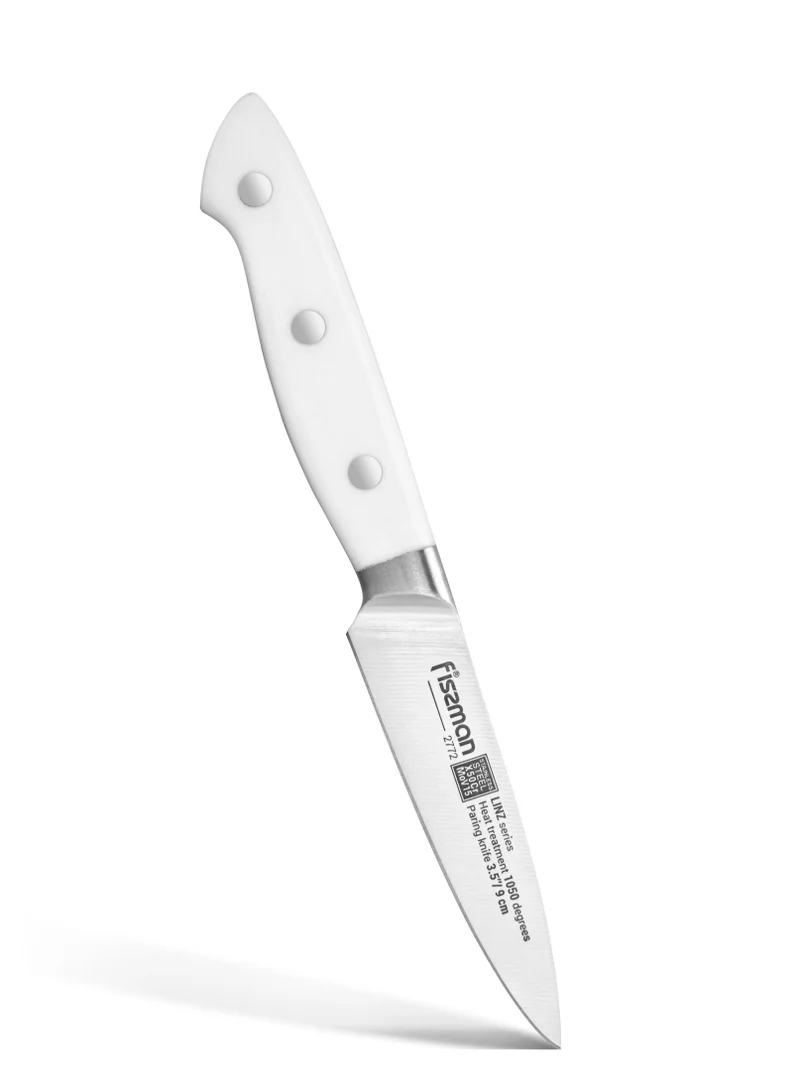 فيسمان 3.5" Paring Knife, Vegetable Knife, German Stainless Steel X30Cr13 Linz Series | White ABS Handle | Razor-Sharp Knife | Precise and Lightweight