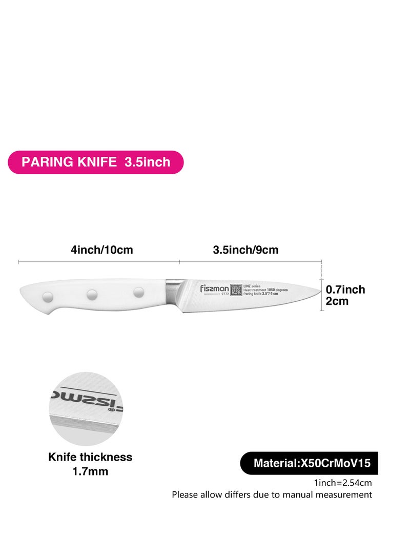 Fissman 3.5" Paring Knife, Vegetable Knife, German Stainless Steel X30Cr13 Linz Series | White ABS Handle | Razor-Sharp Knife | Precise and Lightweight  - Image 4
