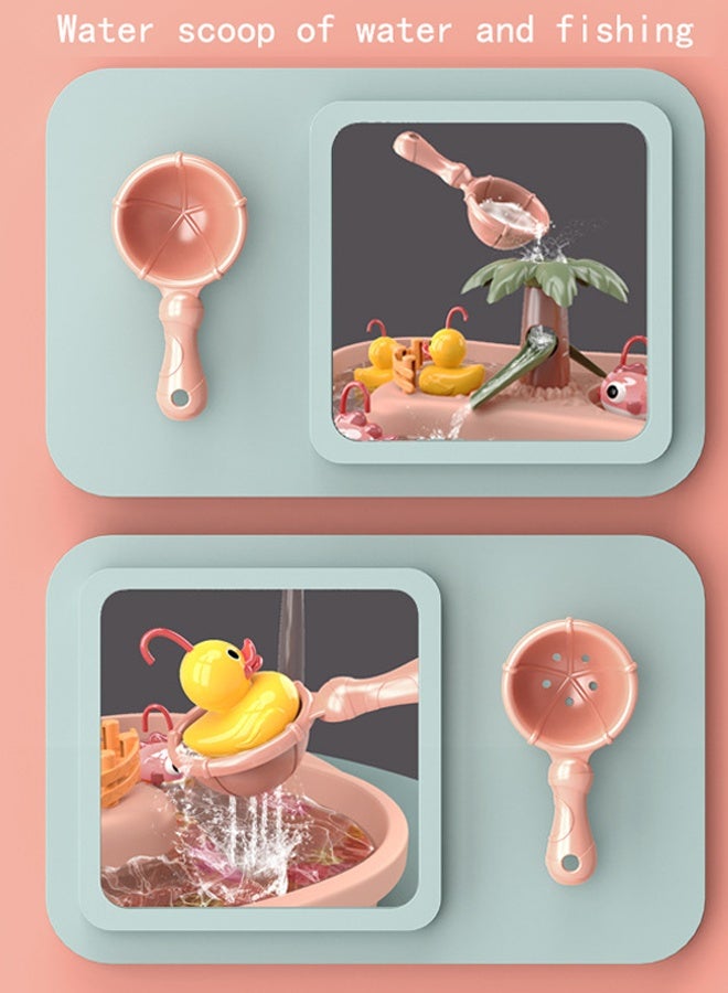 Electric circulation fishing pond set Fishing pond toys for children Rotating water spray water play toy Scenario simulation toy Parent-child interaction Birthday party gifts - Image 4