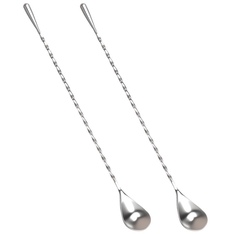 Muaoush 2 Pack Bar Spoon, Cocktail Stirrers, Long Spoons for Stirring, 12 Inch Professional Spiral Stir Spoon for Bartenders, Home Bar Mixing Cocktail Making (304 Grade) - Image 1