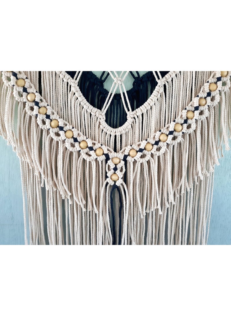 Antikiano An elegant handmade macrame piece, carefully crafted from natural cotton threads. It combines simplicity and beauty in a modern bohemian design. Featuring balanced knots and fine details, it adds a unique artistic touch to any space. Perfect for decorating walls in bedrooms, living rooms, or hallways, and also makes a special gift for lovers of handmade decor and boho style. - Image 2