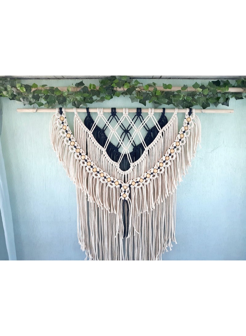 Antikiano An elegant handmade macrame piece, carefully crafted from natural cotton threads. It combines simplicity and beauty in a modern bohemian design. Featuring balanced knots and fine details, it adds a unique artistic touch to any space. Perfect for decorating walls in bedrooms, living rooms, or hallways, and also makes a special gift for lovers of handmade decor and boho style. - Image 1
