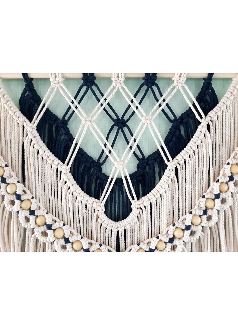 Antikiano An elegant handmade macrame piece, carefully crafted from natural cotton threads. It combines simplicity and beauty in a modern bohemian design. Featuring balanced knots and fine details, it adds a unique artistic touch to any space. Perfect for decorating walls in bedrooms, living rooms, or hallways, and also makes a special gift for lovers of handmade decor and boho style. - Image 3