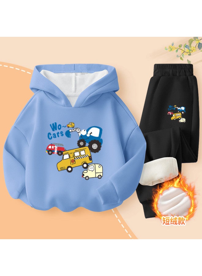 YISHUANGER Boys' Hoodie With Fleece Lining, Winter Baby Pullover, Infant Base Layer, Spring Style Small And Medium Children's Clothing, Children's Long-sleeved Winter Wear - Image 2