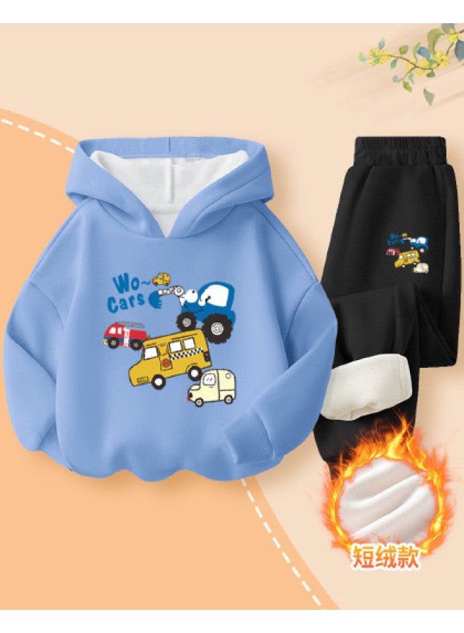 YISHUANGER Boys' Hoodie With Fleece Lining, Winter Baby Pullover, Infant Base Layer, Spring Style Small And Medium Children's Clothing, Children's Long-sleeved Winter Wear - Image 1