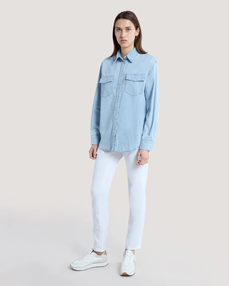 GANT  Gant Relaxed Fit Pocket Detail Denim Shirt for Women | Best Price UAE