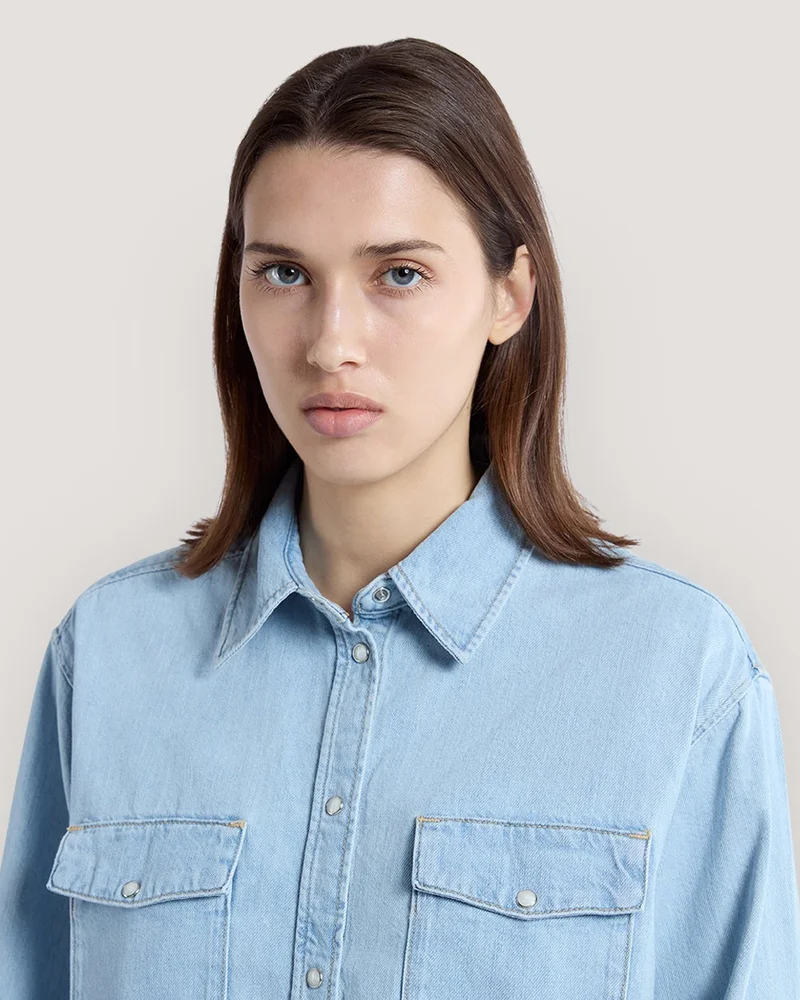 GANT  Gant Relaxed Fit Pocket Detail Denim Shirt for Women | Best Price UAE