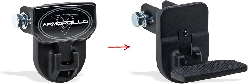 Armordillo FD Series 5" Foldable Rear Hitch Step - Class 3 Compatible, Matte Black Steel - Image 3