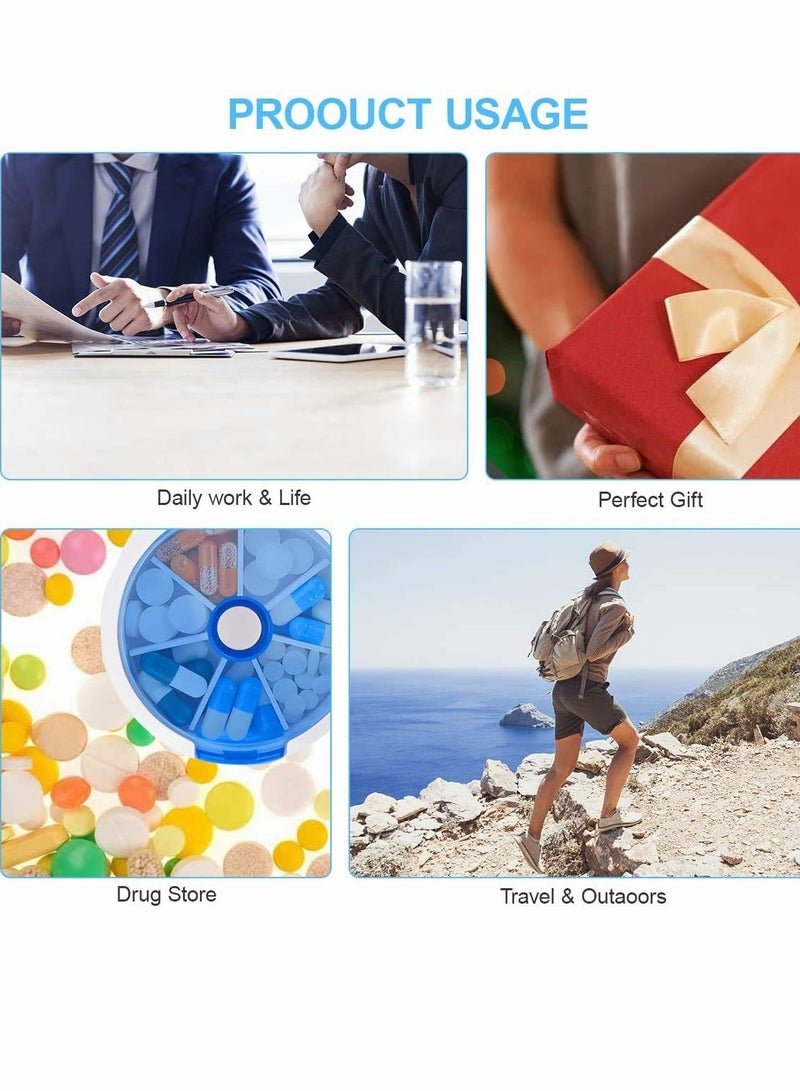 SOLARAE 1 Box Cutter Splitter 4 Times a Day Case 7 Medicine Organiser With Clamshell Spinning Open Design Dispensers - Image 5