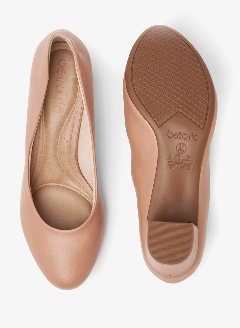 Beira Rio Beige Mid Heels Shoes for Women – Classic Mid Heel Pumps for Girls & Ladies Office Wear for Women | Best Price UAE