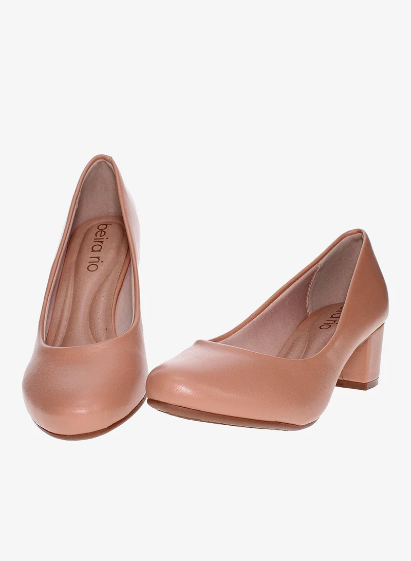 Beira Rio Beige Mid Heels Shoes for Women – Classic Mid Heel Pumps for Girls & Ladies Office Wear for Women | Best Price UAE