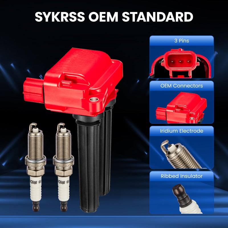 SYKRSS Set of 8 Ignition Coil Pack UF504 and Iridium Spark Plugs LZFR5CI-11 16 Pack Compatible with Dodge Challenger Charger Durango Grand Cherokee Ram 1500 2500 3500 Aspen 300 5.7L V8 - Image 3