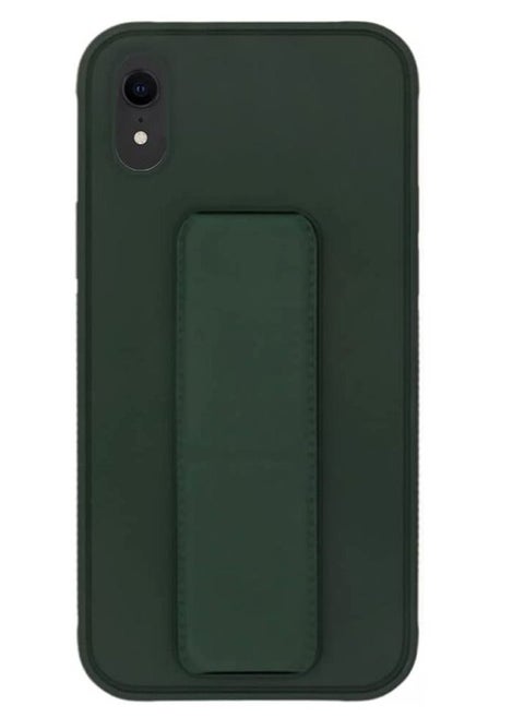 Case Cover For iPhone XR, Finger Grip  Phone holder Case Car Magnetic Multi-function 3 in 1 Shockproof Back Cover Protective Case (iPhone XR dark green)