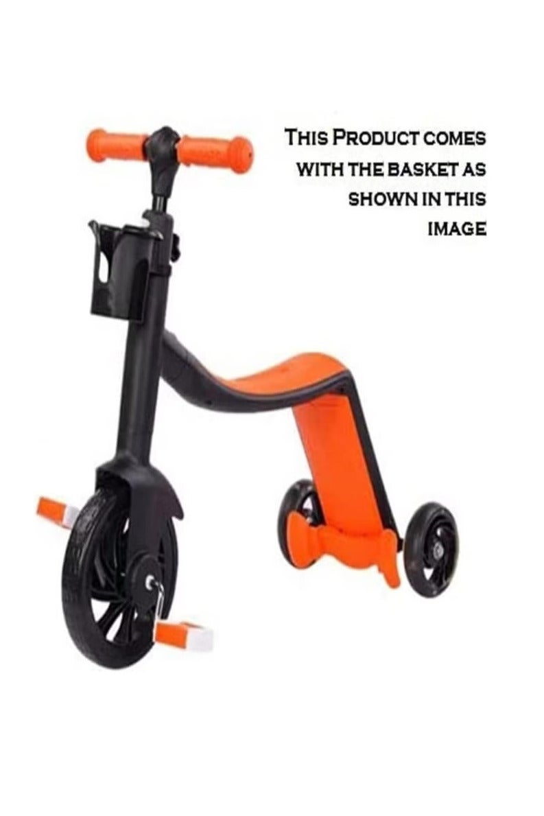 3-in-1 Convertible Tricycle and Scooter for Kids - Foldable Ride-On Toy with Adjustable Seat and Handlebar - Balance Bike, Tricycle and Kick Scooter in One - for Toddlers and Preschoolers (Orange)  - Image 2
