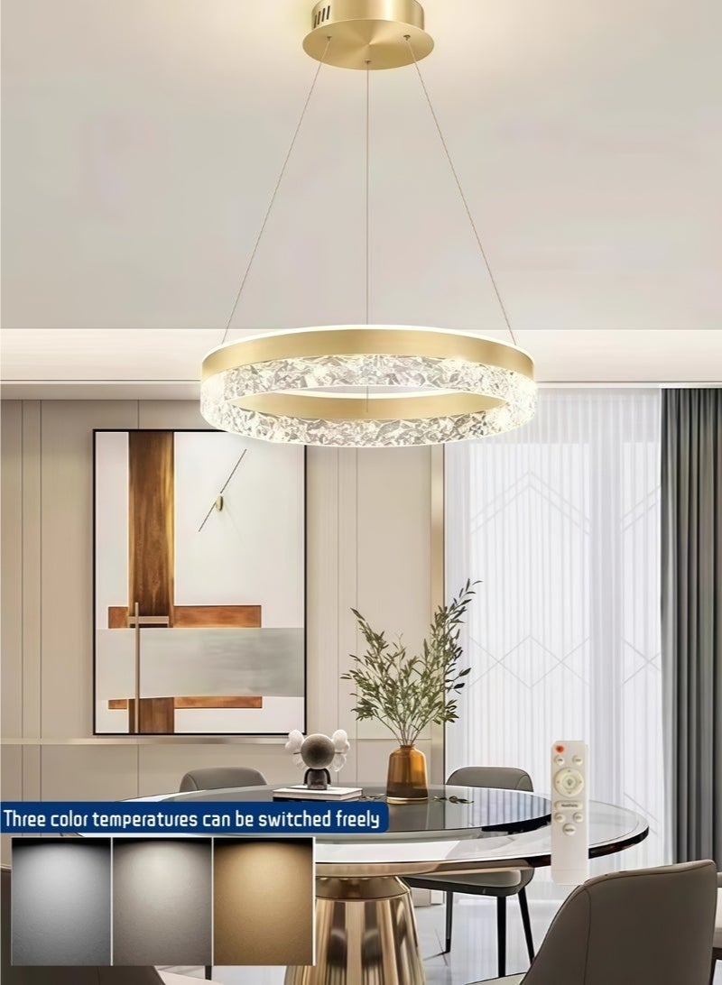 ثريات ضوئية من طراز LED ذات مصدر دائري من طراز LED لمقصورات حديثة ذات ثريات حديثة ذات ثقوب، يمكن التحكم فيها من بعد، ويمكن استخدامها في مكتبة المقهى في غرفة المعيشة (ذهبي) - Image 4