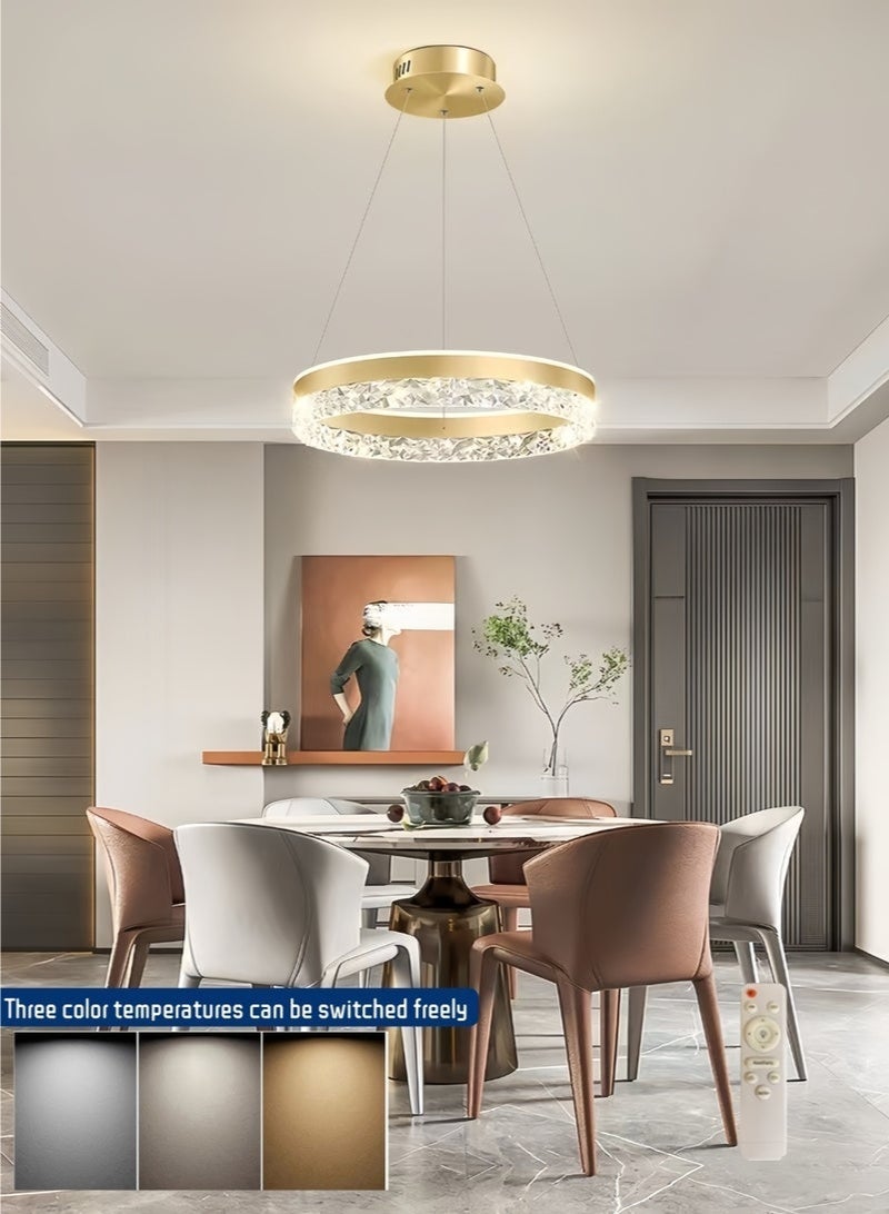 ثريات ضوئية من طراز LED ذات مصدر دائري من طراز LED لمقصورات حديثة ذات ثريات حديثة ذات ثقوب، يمكن التحكم فيها من بعد، ويمكن استخدامها في مكتبة المقهى في غرفة المعيشة (ذهبي) - Image 2