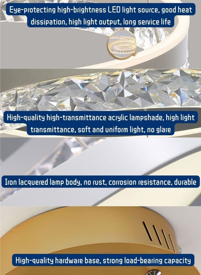 ثريات ضوئية من طراز LED ذات مصدر دائري من طراز LED لمقصورات حديثة ذات ثريات حديثة ذات ثقوب، يمكن التحكم فيها من بعد، ويمكن استخدامها في مكتبة المقهى في غرفة المعيشة (ذهبي) - Image 3