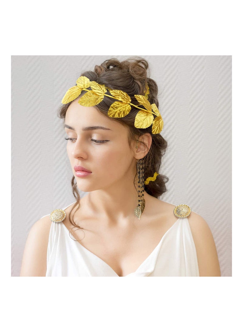 Loquat Roman Laurel 12 Piece Toga Head Piece Gold Leaf Headband Laurel Crown Greek Crown Gold Leaf Headband Roman Wreath Toga Costume For Men Women Headdress Toga Party Decoration Accessories - Image 2