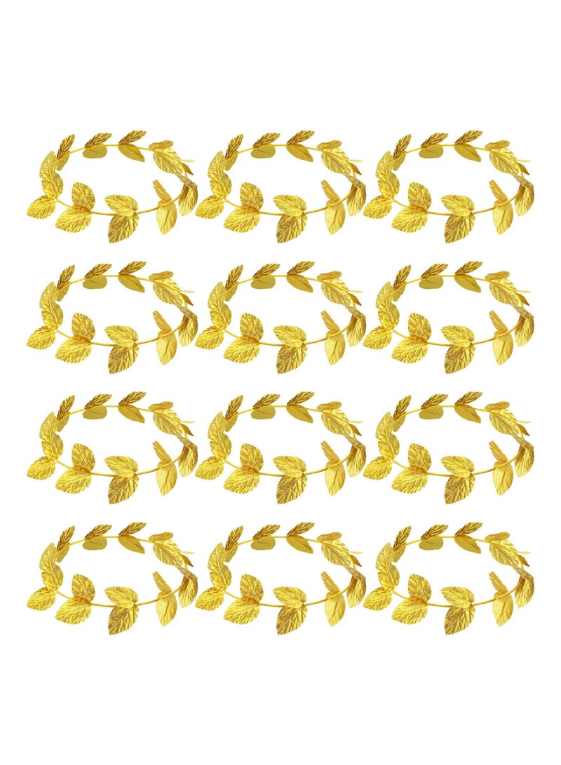 Loquat Roman Laurel 12 Piece Toga Head Piece Gold Leaf Headband Laurel Crown Greek Crown Gold Leaf Headband Roman Wreath Toga Costume For Men Women Headdress Toga Party Decoration Accessories - Image 1