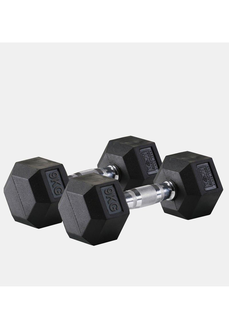 BODY SCULPTURE - Rubber Hex Dumbbells pair, 9Kg - Image 1
