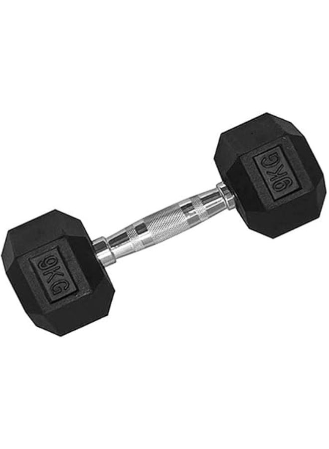 Body Sculpture Rubber Hex Dumbbell  9Kg Per Piece (One Set)  Durable & Anti ‘Roll Design - Image 2