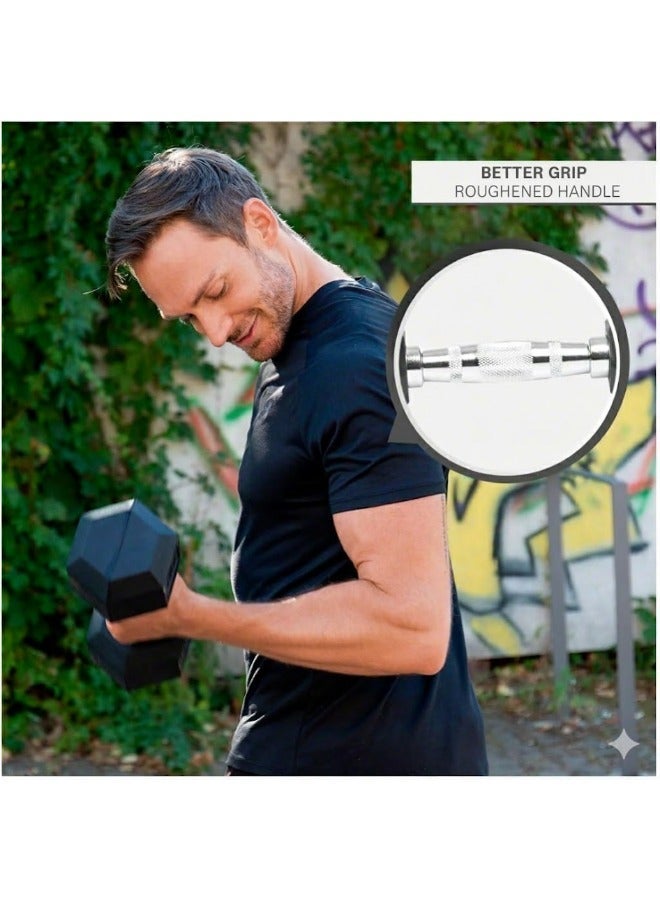 Body Sculpture Rubber Hex Dumbbell  9Kg Per Piece (One Set)  Durable & Anti ‘Roll Design - Image 3