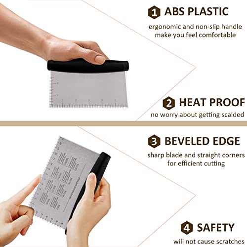 HaSteeL Metal Griddle Scraper Chopper, HaSteeL Stainless Steel Dough Bench Scraper Pastry Cutter with Measuring Marks, Multi-purpose Kitchen Tool for Flat Top Grilling/Baking/Cooking, Dishwasher Safe (2-Pack) - Image 2