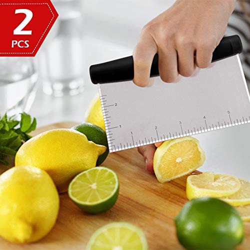 HaSteeL Metal Griddle Scraper Chopper, HaSteeL Stainless Steel Dough Bench Scraper Pastry Cutter with Measuring Marks, Multi-purpose Kitchen Tool for Flat Top Grilling/Baking/Cooking, Dishwasher Safe (2-Pack) - Image 5