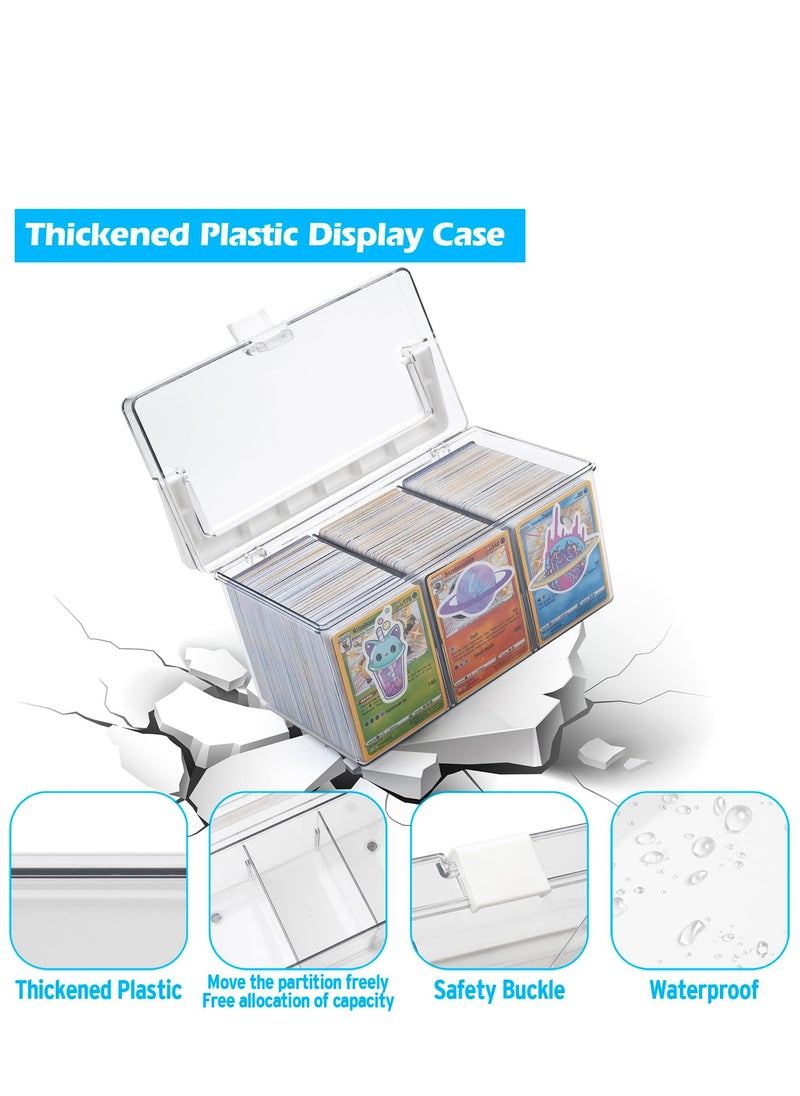 SYOSI - Trading Card Storage Box with Handles Large Capacity Clear Plastic Playing Card Case for 900 Cards 120 Toploaders Toploader Storage Box with Removable Dividers Fit for Standard Card Gift for Kid - Image 1