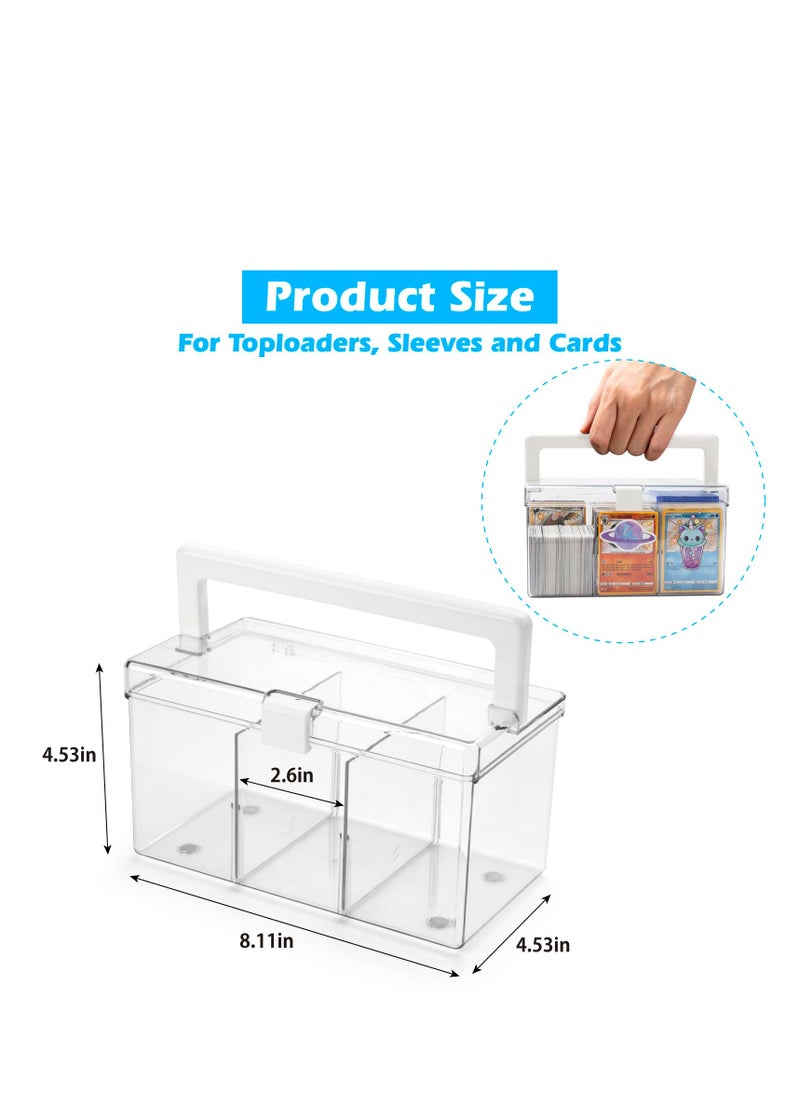 SYOSI - Trading Card Storage Box with Handles Large Capacity Clear Plastic Playing Card Case for 900 Cards 120 Toploaders Toploader Storage Box with Removable Dividers Fit for Standard Card Gift for Kid - Image 1