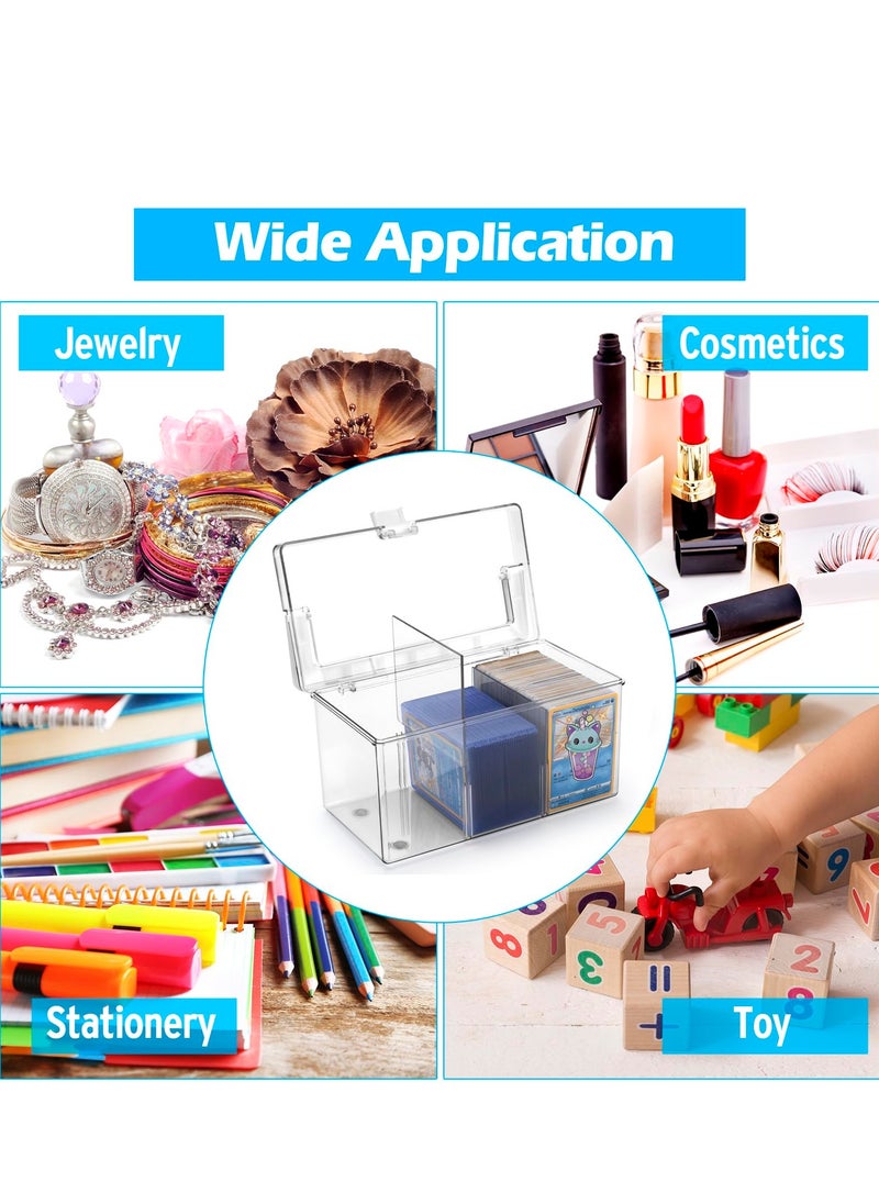 SYOSI - Trading Card Storage Box with Handles Large Capacity Clear Plastic Playing Card Case for 900 Cards 120 Toploaders Toploader Storage Box with Removable Dividers Fit for Standard Card Gift for Kid - Image 1