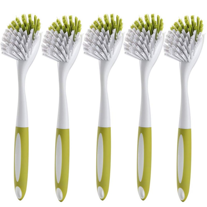 YeuDeuy Scrub Brush for Dish Kitchen Sink Pot Pan with Stiff Bristles YellowGreen 5pcs