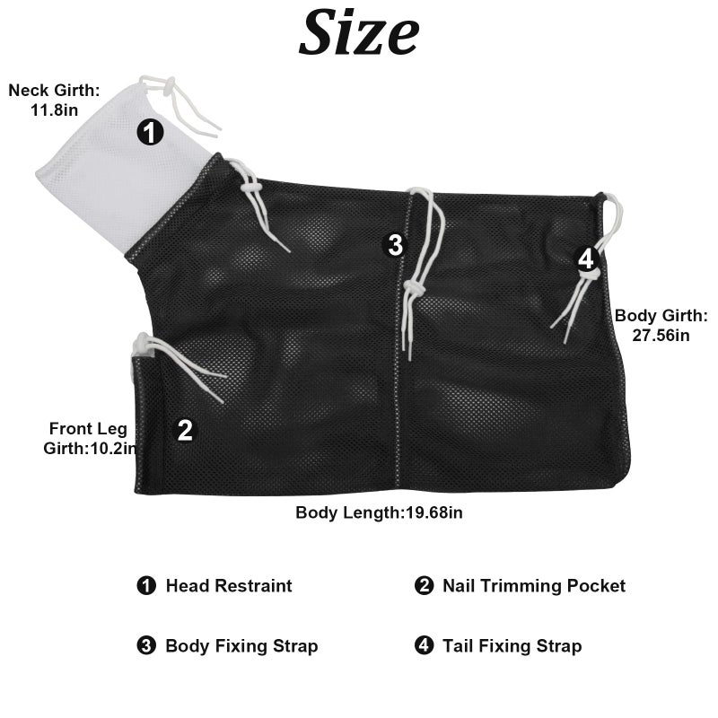 Catcan Cat Bathing Bag, Breathable Mesh Cat Shower Bag Anti Scratch Adjustable Grooming Bag for Nail Trimming Polyester Soft Washing Bag - Image 2