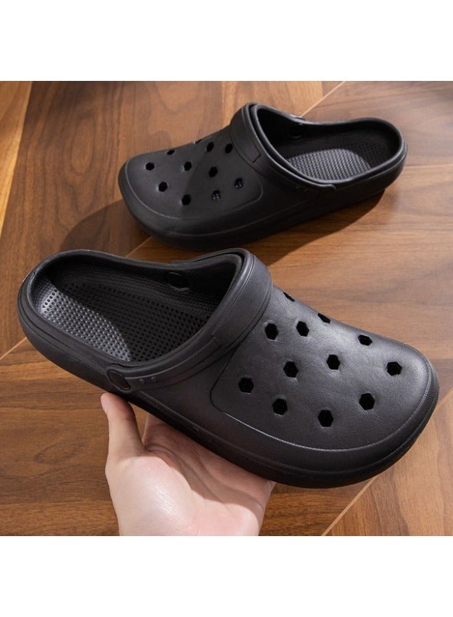 GGEROU Classic Men and Women Sandals Thick Sole Anti Slip Hole Shoes Beach Shoes EVA Casual Clogs Black - Image 2