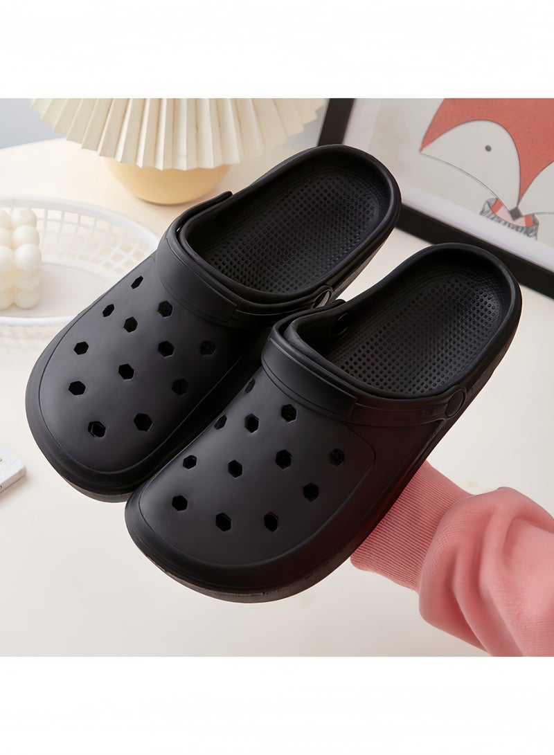 GGEROU Classic Men and Women Sandals Thick Sole Anti Slip Hole Shoes Beach Shoes EVA Casual Clogs Black - Image 1
