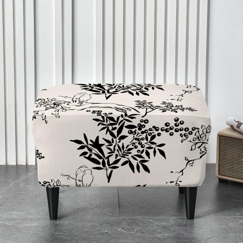 Eco-Ancheng Chair Cover Stretch Ottoman Cover Rectangular Storage Ottoman Slipcover Footrest Stool Covers Ottoman Slipcovers for Foot Stool with Nonslip Elastic Bottom,01 L - Image 4