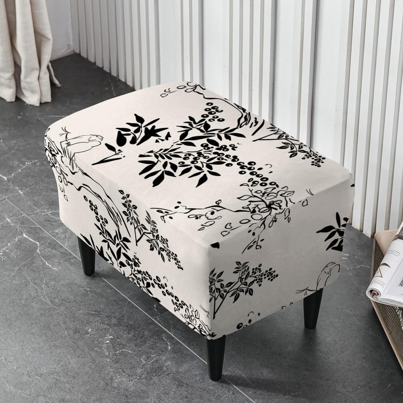 Eco-Ancheng Chair Cover Stretch Ottoman Cover Rectangular Storage Ottoman Slipcover Footrest Stool Covers Ottoman Slipcovers for Foot Stool with Nonslip Elastic Bottom,01 L - Image 3