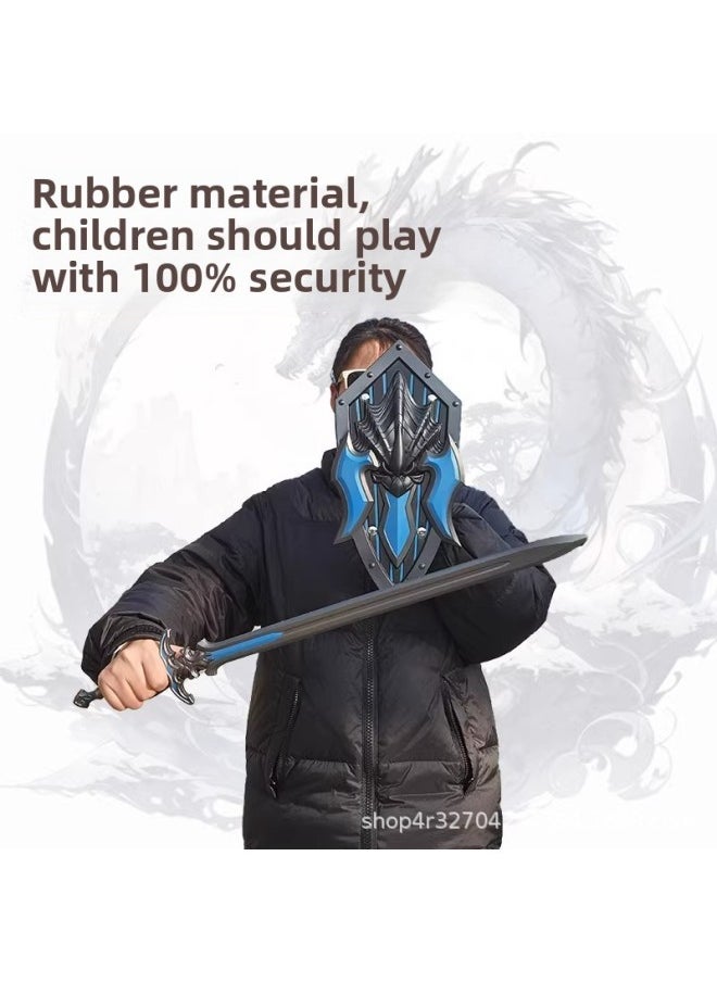 null - Children's Toy Swords And Shields Toy Soft Rubber Material Simulation Four Divine Beast Swords Boy Weapon Sword Model-Color:Knight Shield (37cm) - Image 1